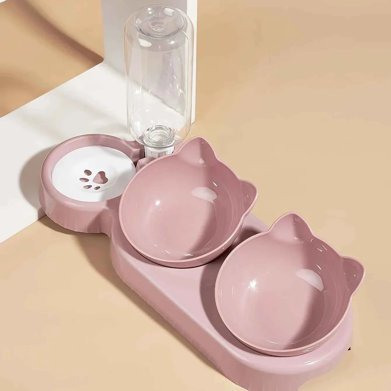 3-in-1 Food & Gravity Water Feeder in This Adorable Cat Ear Bowl Set - Cat - (4 Color Options) - (While Supplies Last)