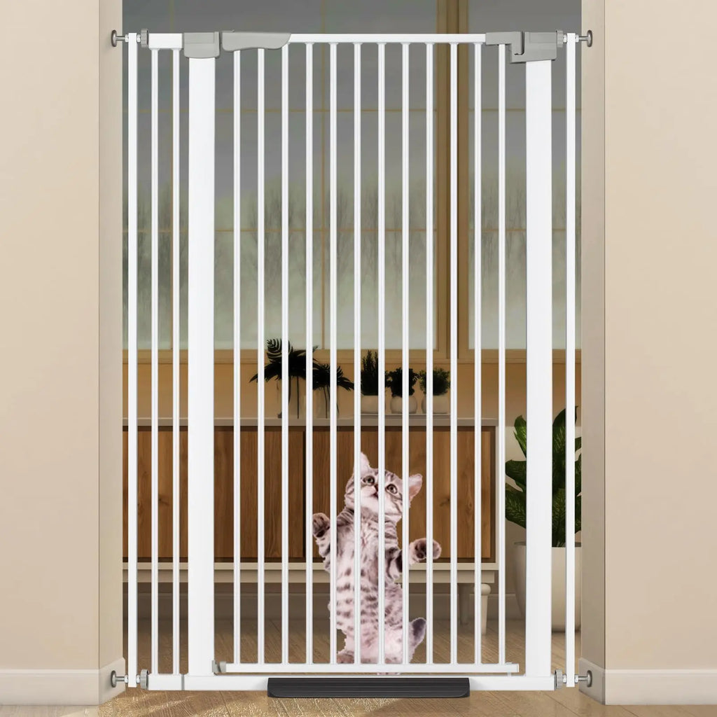 Adjustable Width Auto Close Pet Gate - Cat - (White) - (Plastic) - (51.18" Tall)