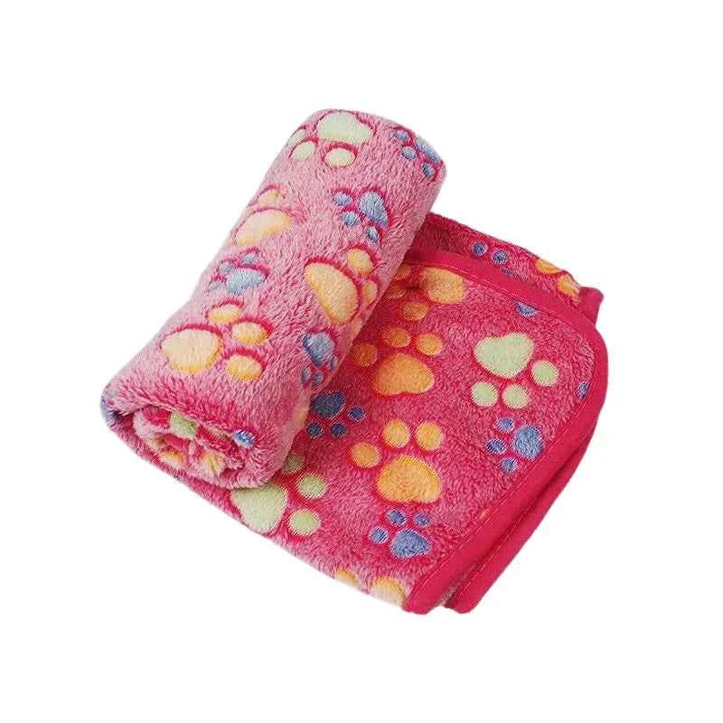 Paw Print Pet Blanket – Dog Cat  - (5 Color Options) - (Lightweight) - (S-L)