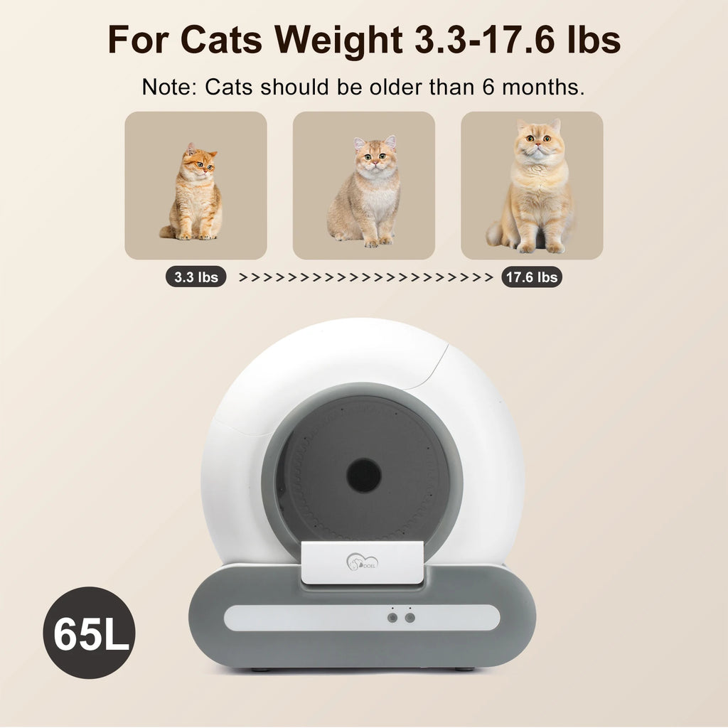 Self-Cleaning Litter Box - Cat    -App Control - Included Litter Mat & Litter Waste Bags - (White)