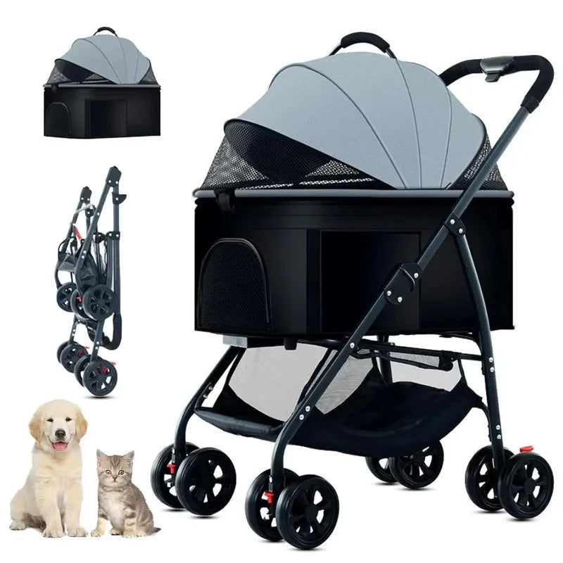 3-in-1 Portable Pet Stroller with Pet Carrier Bag + Pet Car Seat - Dog Cat - (8 Color Options) - (While Supplies Last)