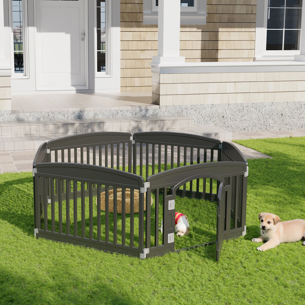 Plastic Expandable Portable Playpen - Dogs (4,6 Panel) - (White, Brown) - (Indoor/Outdoor) - (While Supplies Last)