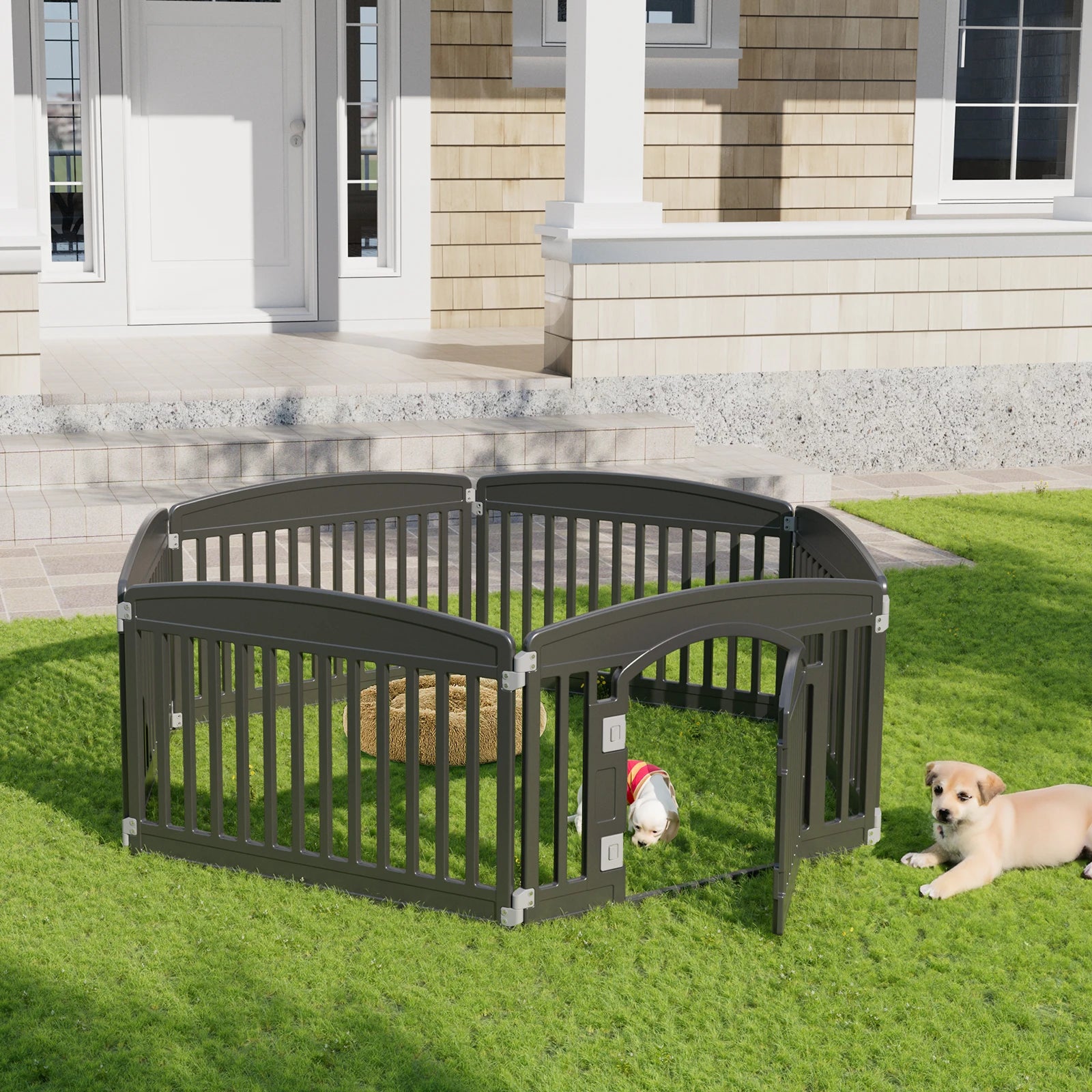 Plastic Expandable Portable Playpen - Dogs (4,6 Panel) - (White, Brown) - (Indoor/Outdoor) - (While Supplies Last)