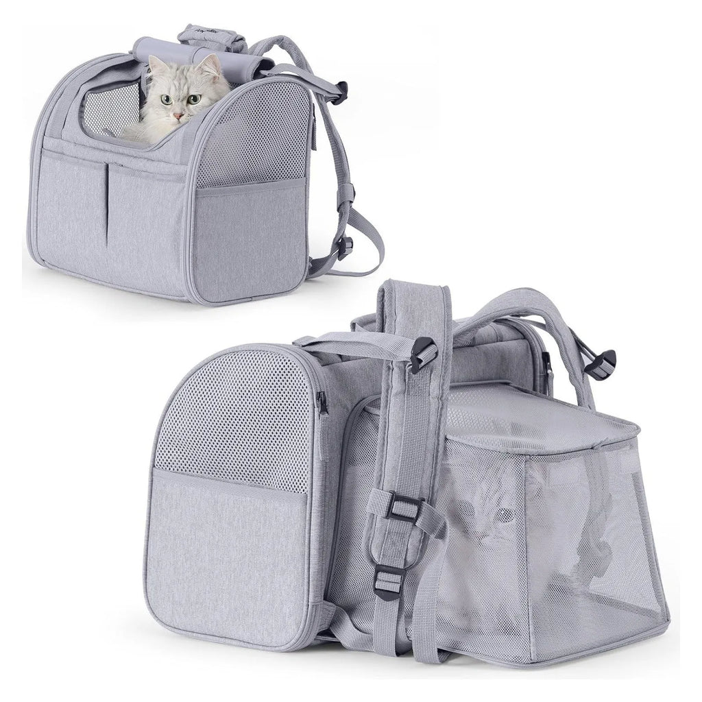 Expandable Pet Carrier Backpack - Dog Cat  - (Adjustable Straps) - (Grey, Brown) - (While Supplies Last)
