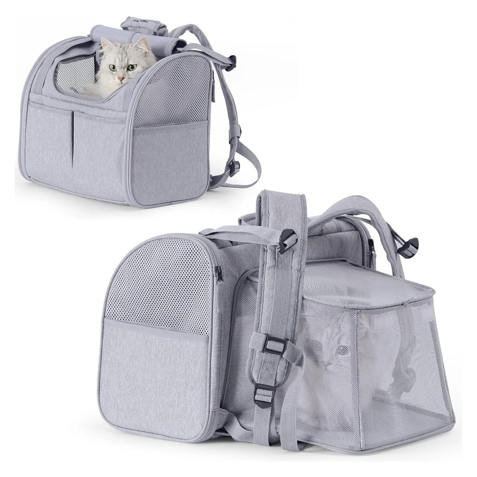 Expandable Pet Carrier Backpack - Dog Cat  - (Adjustable Straps) - (Grey, Brown) - (While Supplies Last)