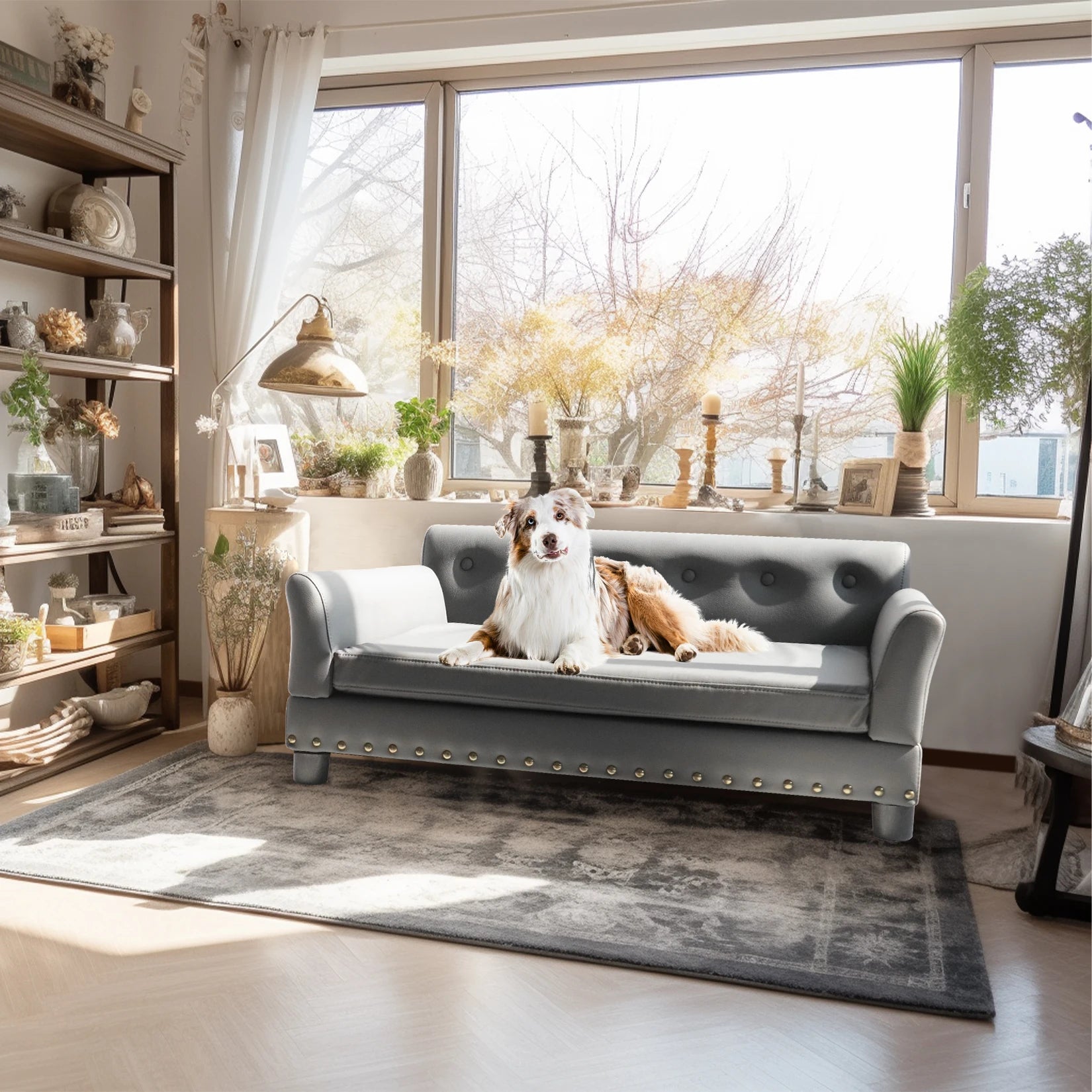 Elevated Sofa Bed with Leather Cover - Dog