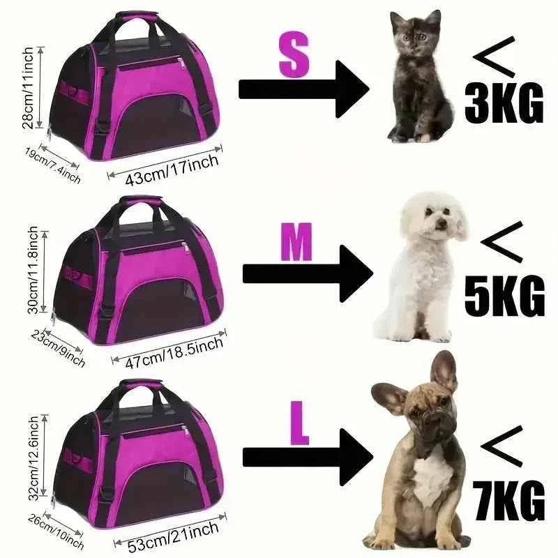 Airline Approved Mesh Pet Travel Carrier Bag - Dog Cat - (Breathable) - (6 Color Options) - (S-L)