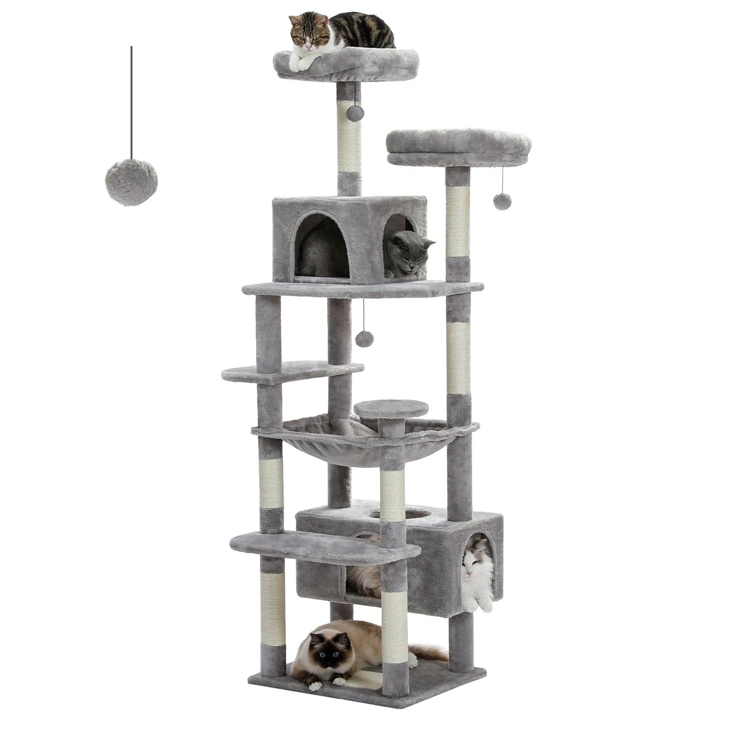 Tall Multi-level Cat Tree Tower With Scratching Posts, Hammock, and Perches