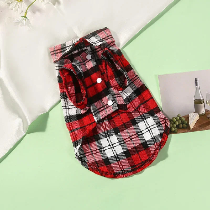 British Plaid Lightweight Cotton Shirt - Dog Cat - (3 Color Options) - (XS-XL)