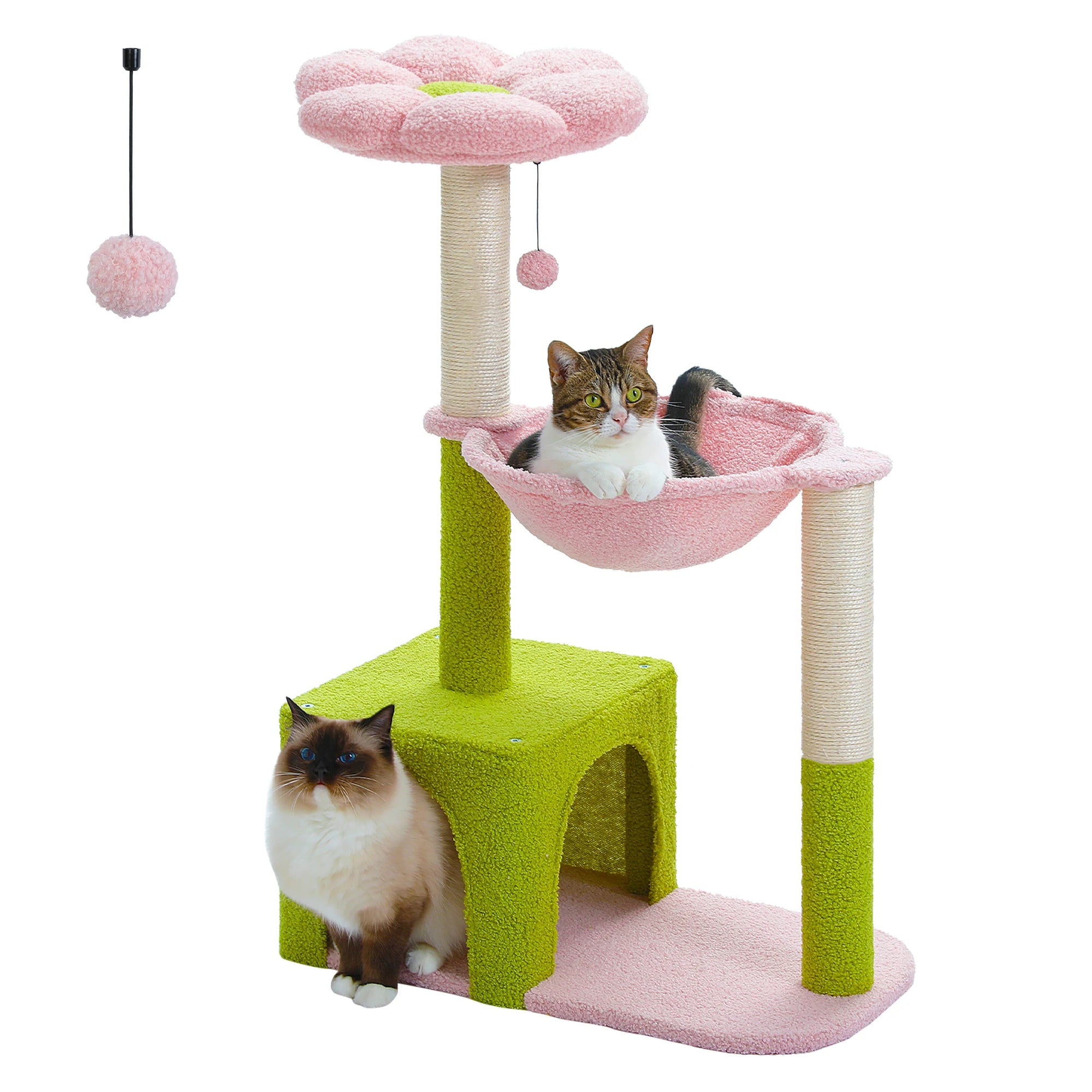 Flower Cat Tree with Large Metal Frame Hammock
