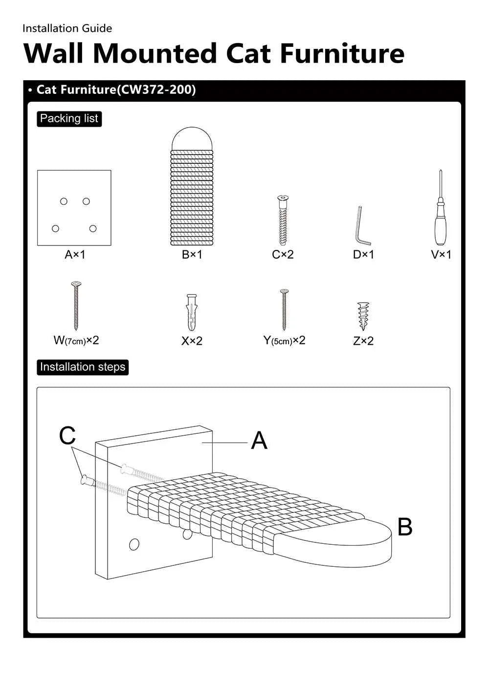 Climbing Ladder with Rope and Scratching Post -  Cat  - (Wall Mounted) - Wood) - (1,2, 3 Pc Options)