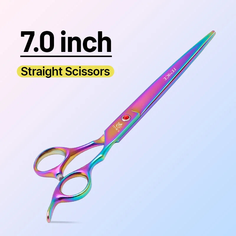 Quality Grooming Scissor Set - Dog Cat - (Alloy Steel) - (6.5 / 7.0") - (Rainbow, Black)