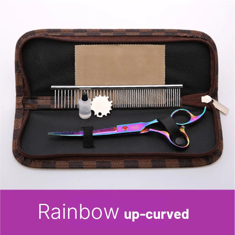 Quality Grooming Scissor Set - Dog Cat - (Alloy Steel) - (6.5 / 7.0") - (Rainbow, Black)