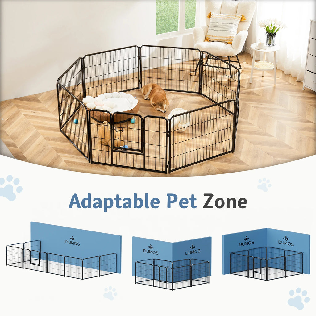 Foldable Metal Fence Playpen Enclosure - Dog -  (8 Panel) - (24", 32")