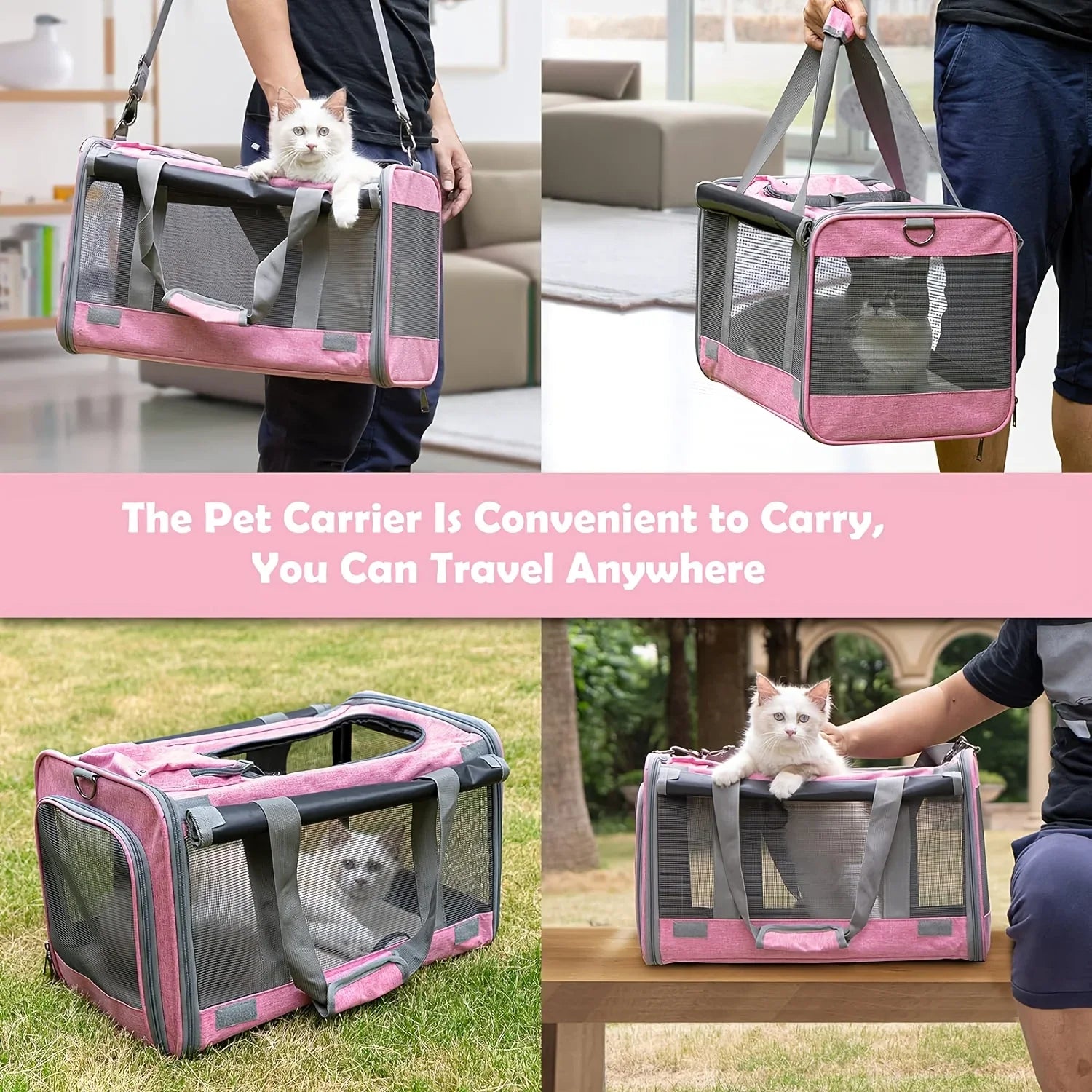 Soft-Sided Pet Carrier - Dog Cat - (5 Color Options) - (Collapsible) - (Mesh Windows) - (While Supplies Last)