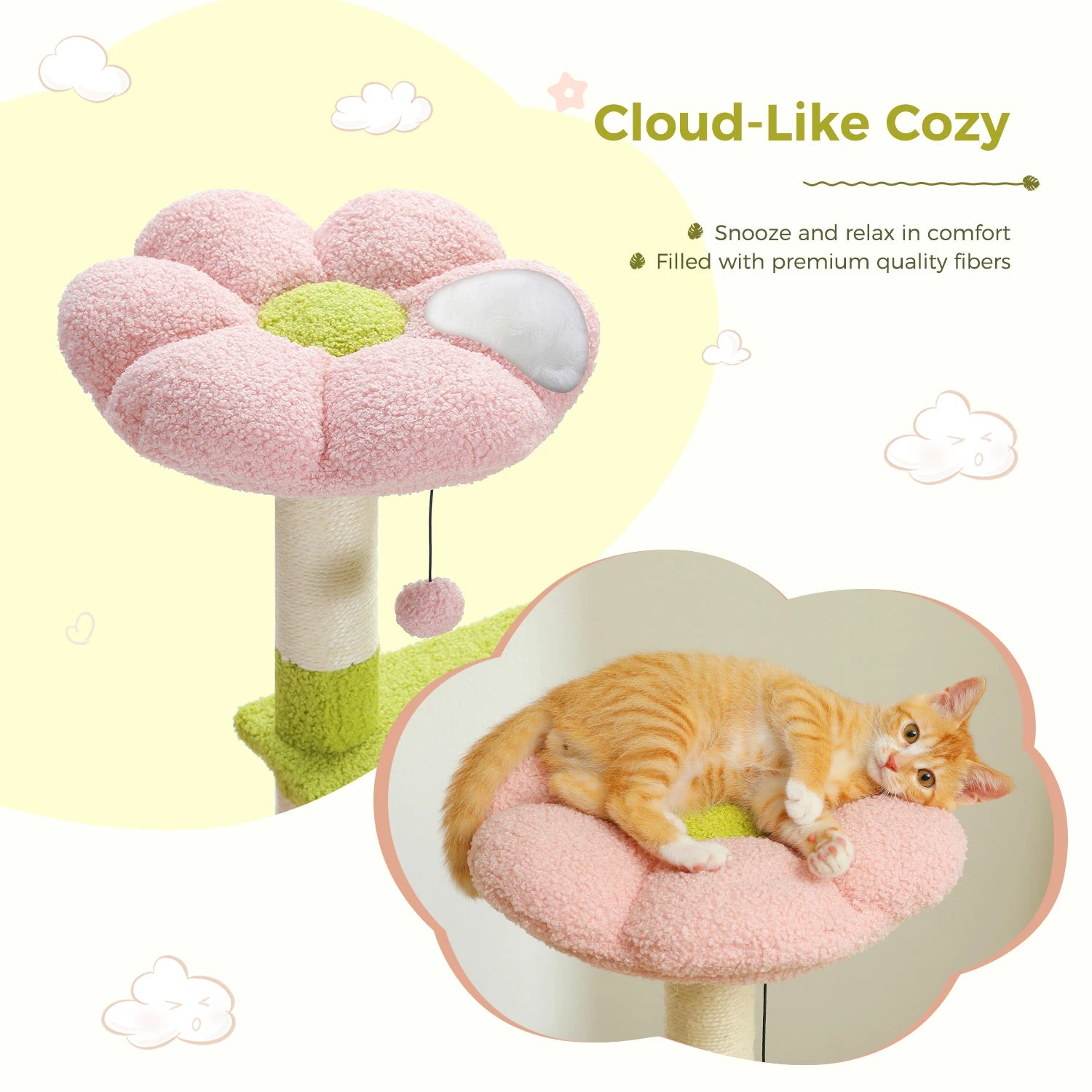Multi-level Flower Cat Tree with Top Perch