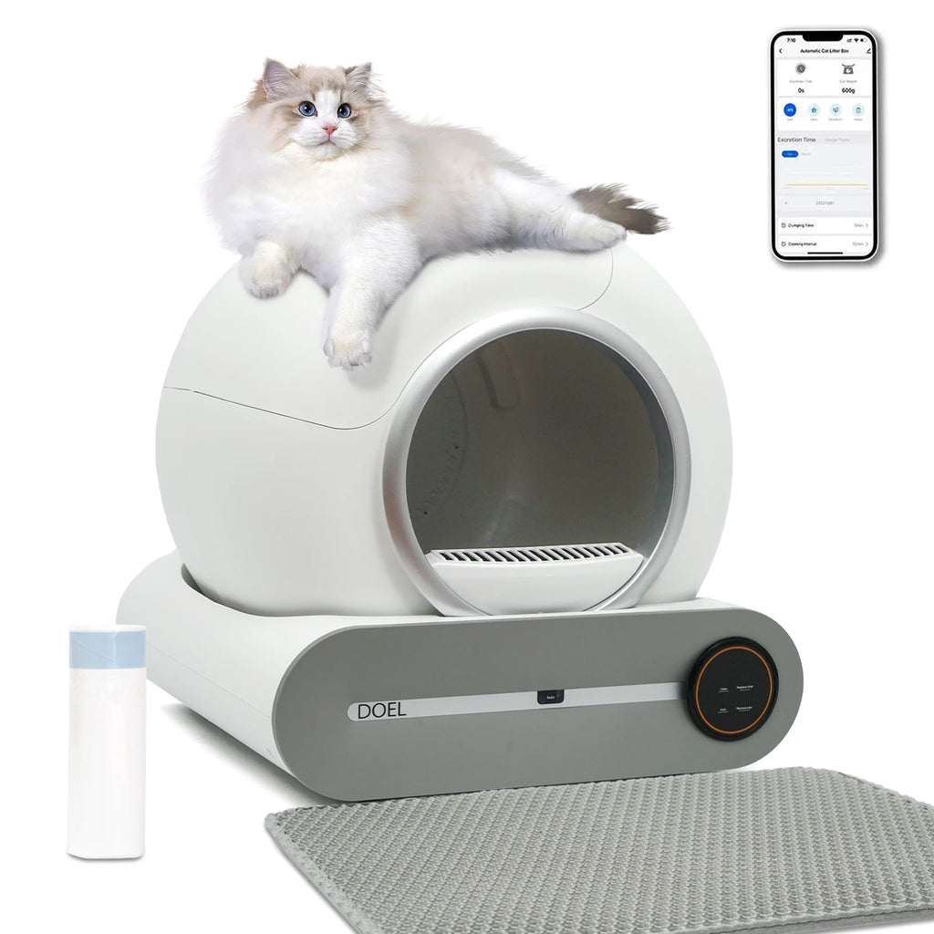 Automatic Self Cleaning Litter Box with Mat and App Control - Cat - (White) - (While Supplies Last)
