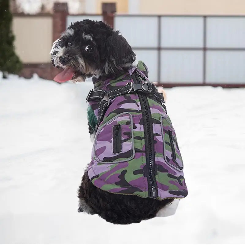 Reflective Winter Dog Vest With Built-in Harness - Dog - (Purple, Burgundy) - (S-XXL)