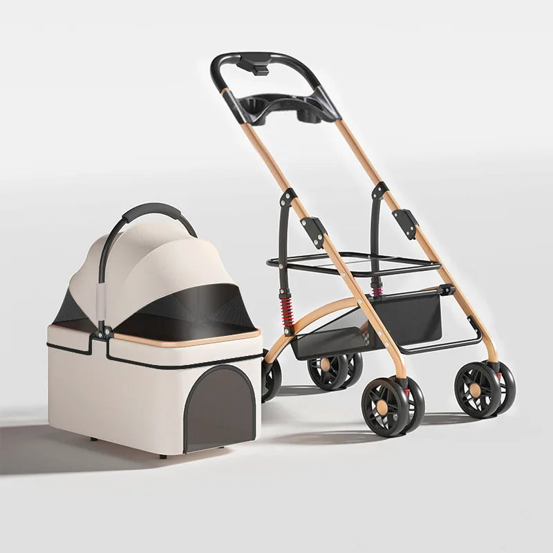2 in 1 Foldable Travel Stroller and Carrier Up to 50lbs - Dog Cat