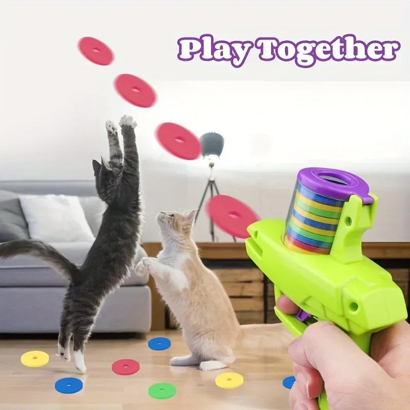 Interactive Toy with Colorful Flying Discs Set -  Cat - (3 Options) - (While Supplies Last)