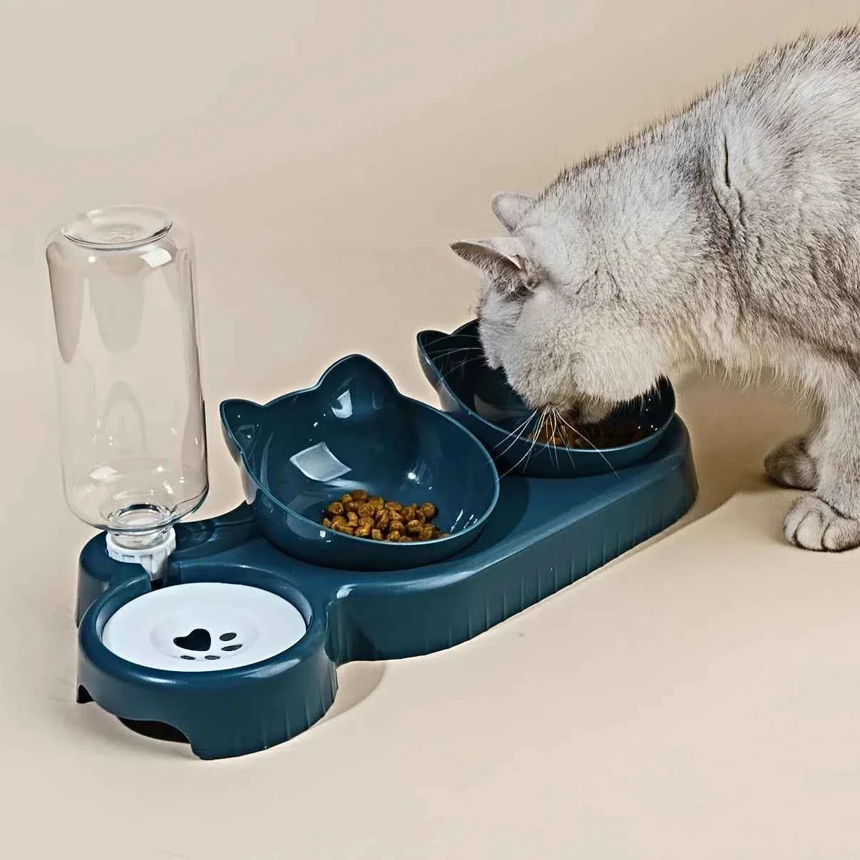 3-in-1 Food & Gravity Water Feeder in This Adorable Cat Ear Bowl Set - Cat - (4 Color Options) - (While Supplies Last)