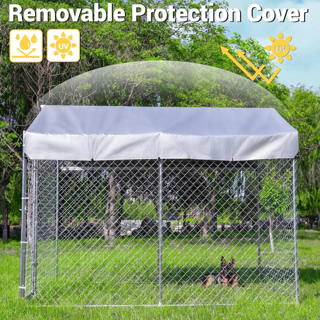 Galvanized Chain Link Outdoor Enclosure with Cover - Dog - ( XL)
