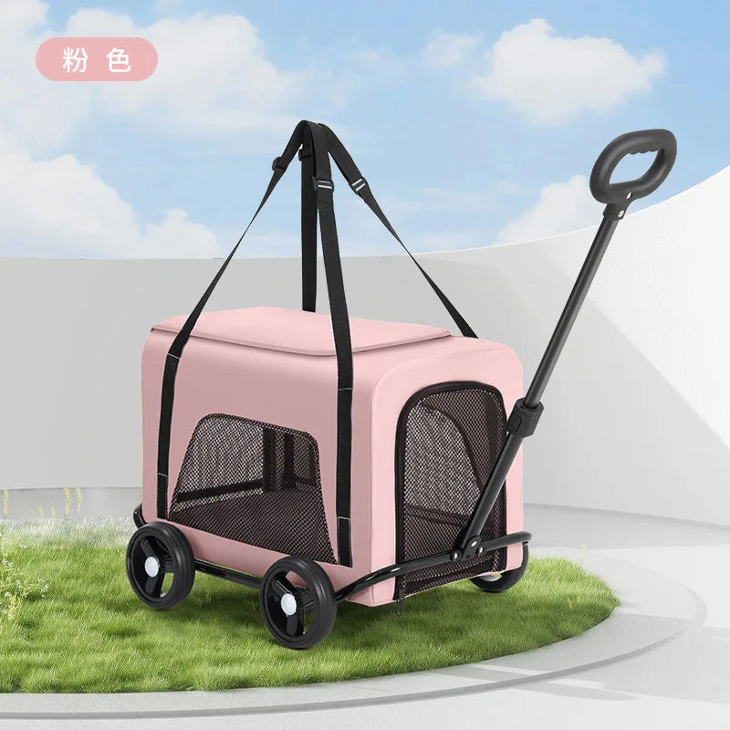 2-in-1 Cart Stroller and Backpack Carrier - Dog Cat - (3 Color Options) - (3-Sided Windows) - (While Supplies Last)
