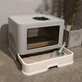 Foldable Litter Box with Front Entry and Top Exit - Includes Scoop - Cat
