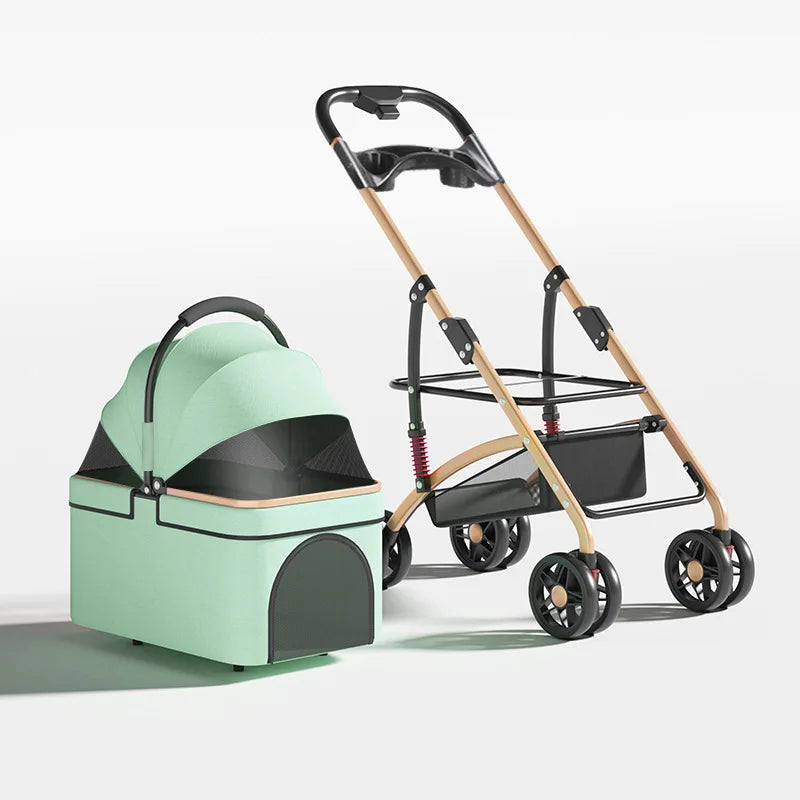 2 in 1 Foldable Travel Stroller and Carrier Up to 50lbs - Dog Cat