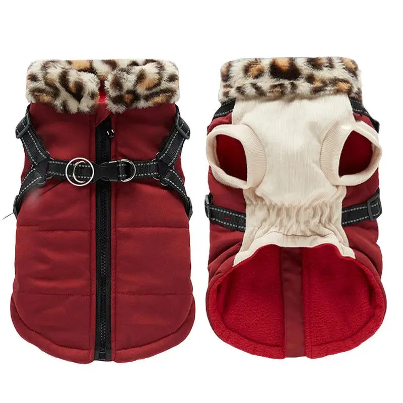 Reflective Winter Dog Vest With Built-in Harness - Dog - (Purple, Burgundy) - (S-XXL)