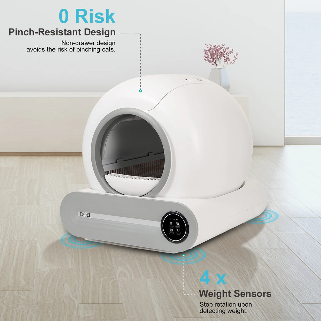 Automatic Self Cleaning Litter Box with Mat and App Control - Cat - (White) - (While Supplies Last)