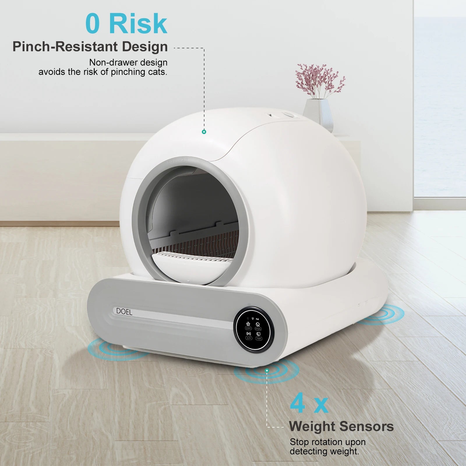 Automatic Self Cleaning Litter Box with Mat and App Control - Cat - (White) - (While Supplies Last)