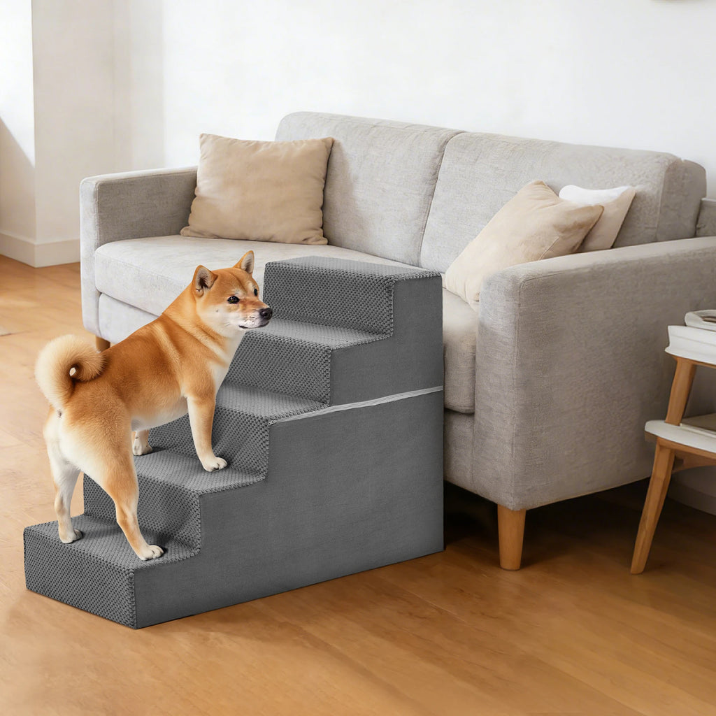 Pet Ladder - Dog  - (Non-Slip) - (In-Home) - (Customize to be 3,4, or 5 Step Options) - (Grey)