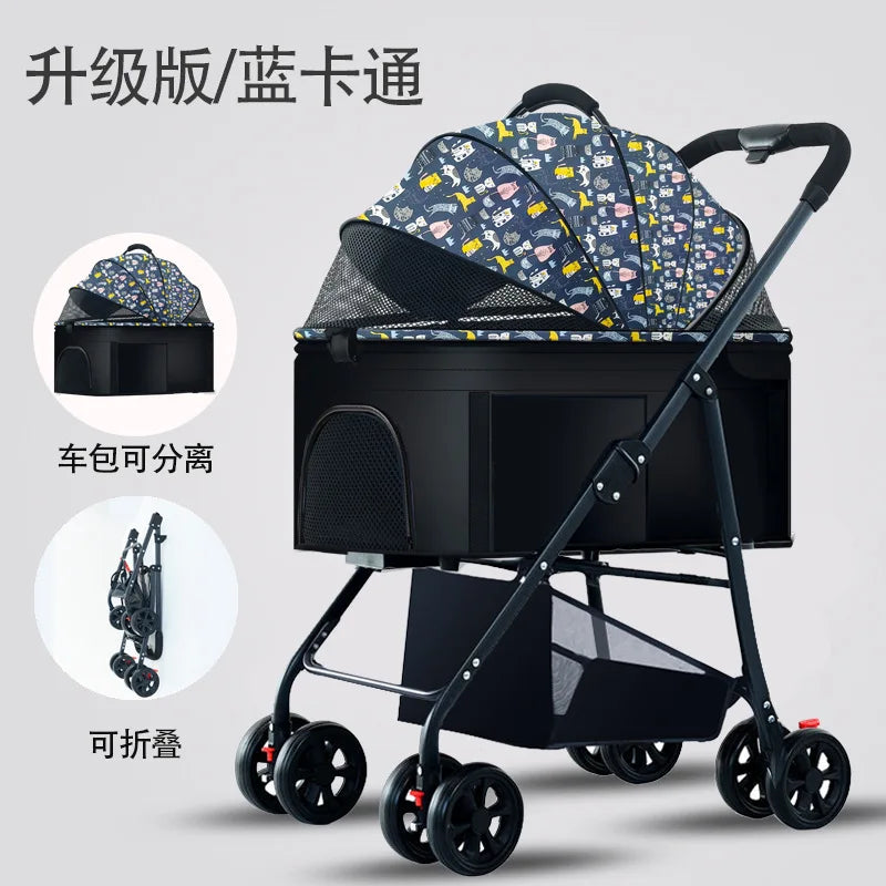 3-in-1 Portable Pet Stroller with Pet Carrier Bag + Pet Car Seat - Dog Cat - (8 Color Options) - (While Supplies Last)
