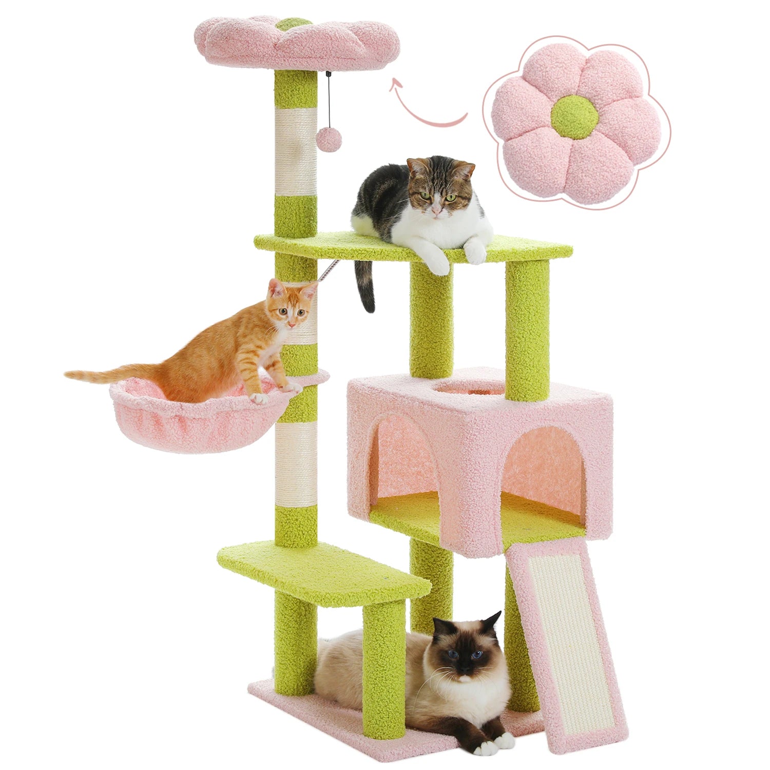 Multi-level Flower Cat Tree with Top Perch