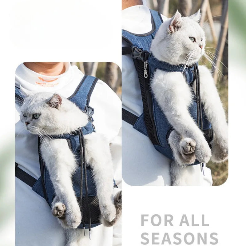 Double Shoulder Pet Travel Chest/Back Carrier Bag  - Dog Cat - (S-XL) - (6 Color Options)