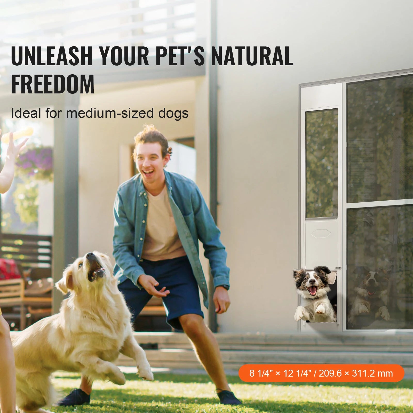 Sliding Glass Adjustable Door - (M-XL) - Dog Cat