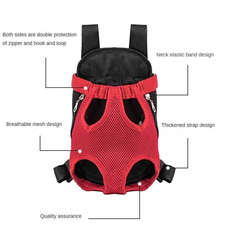 Double Shoulder Pet Travel Chest/Back Carrier Bag  - Dog Cat - (S-XL) - (6 Color Options)
