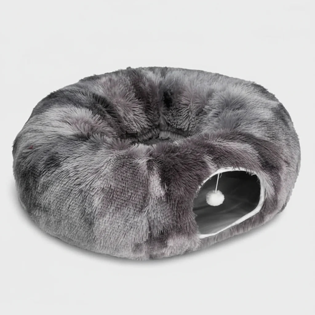 Plush Tunnel Bed – Cat - (2-in-1 Cozy Sleeping and Interactive Toy) - (L) - (4 Color Options) - (While Supplies Last)