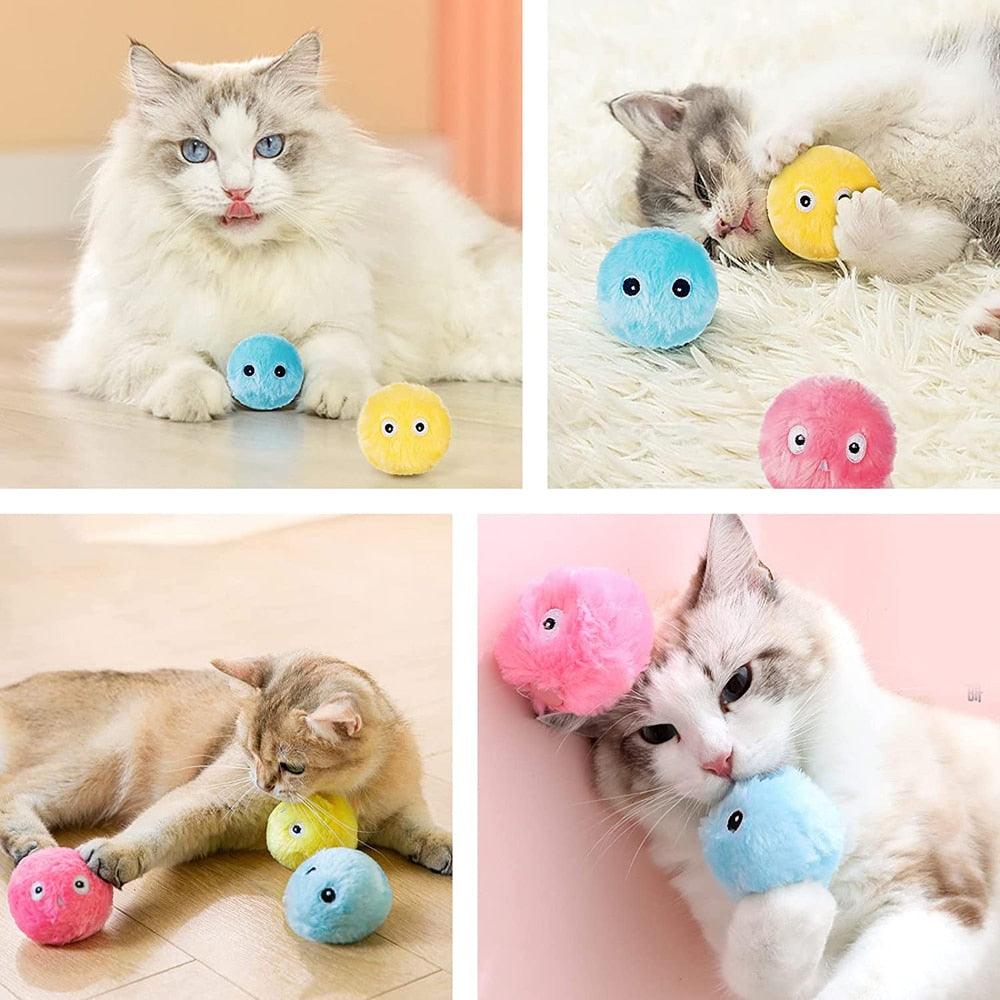 Smart Fluffy Plush Toy Catnip Balls - Cat - (3 Color Options)