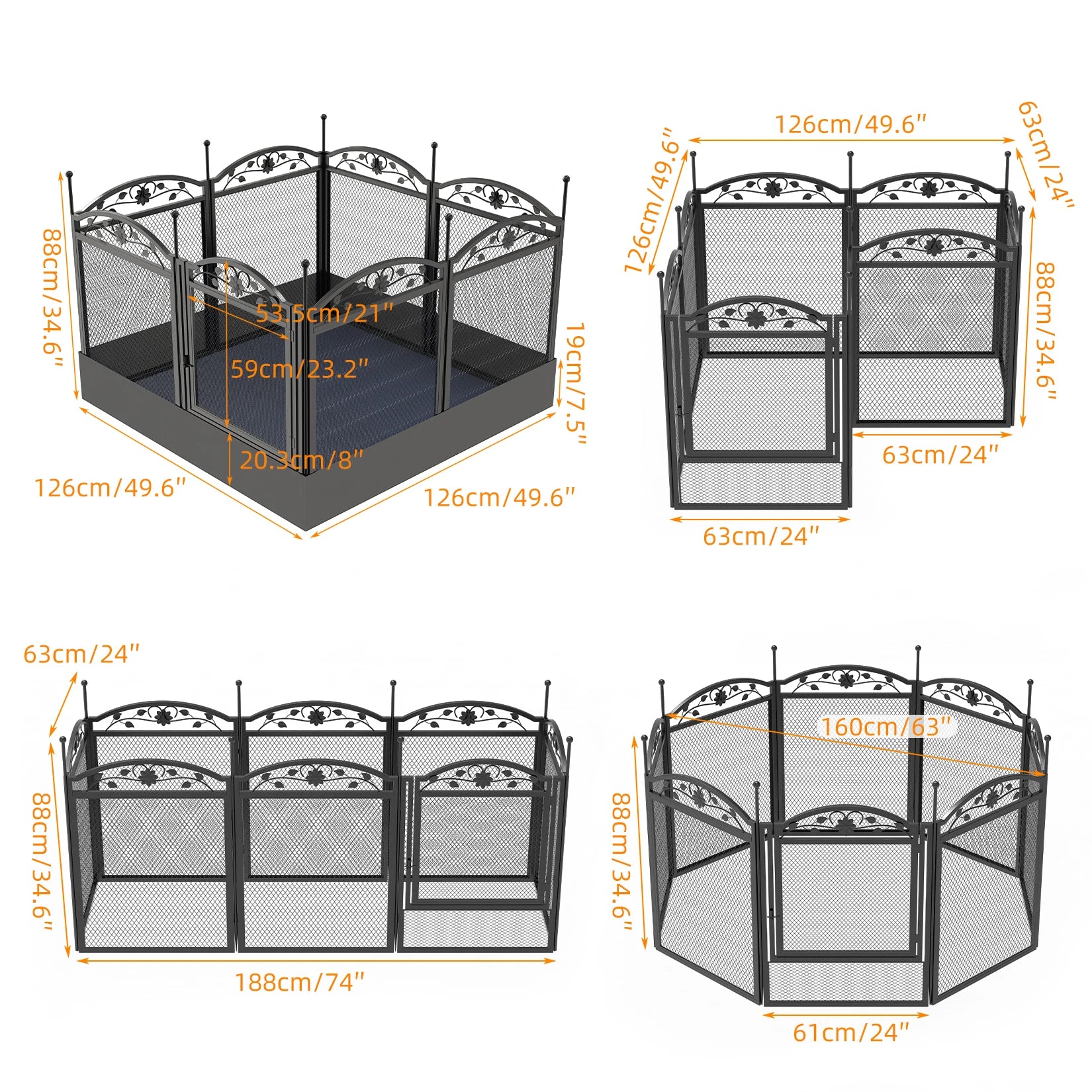 Heavy Duty Playpen with Waterproof Training Pad - Large Dog - ( 8 Panel) - (Black) - (While Supplies Last)