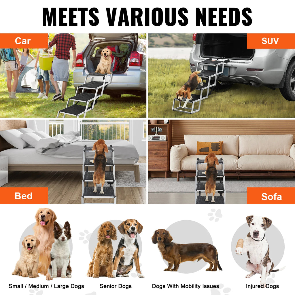 4-Step Folding Stairs - Dog - (Lightweight) -  (Portable)  - (2 Sizes) - While Supplies Last