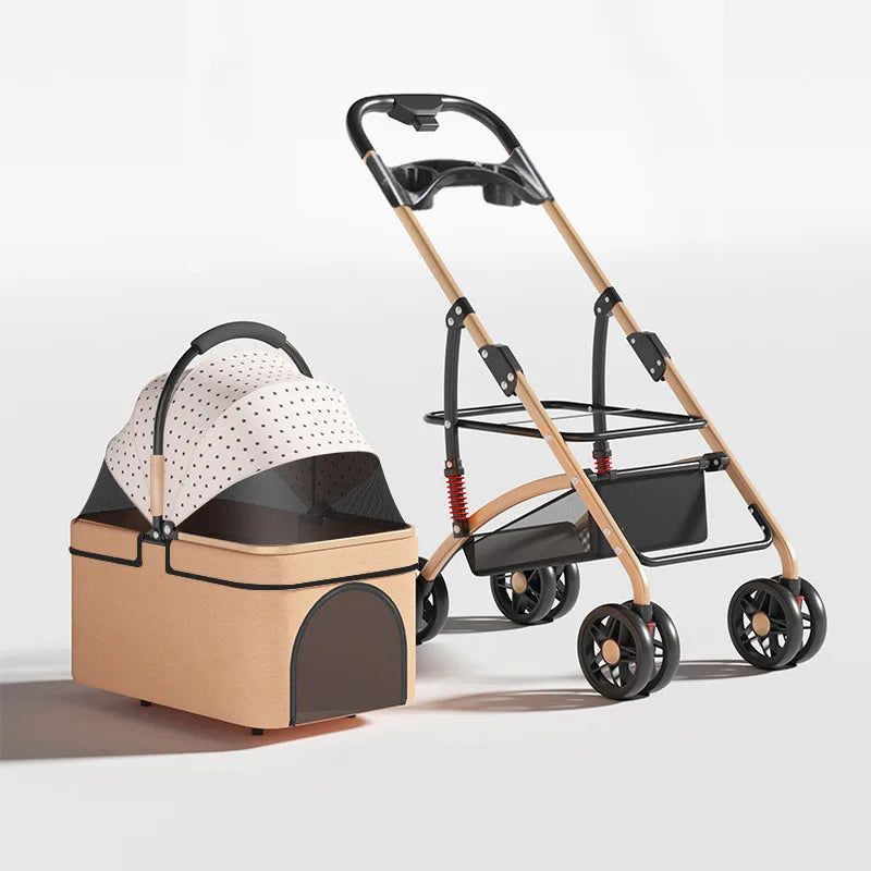 2 in 1 Foldable Travel Stroller and Carrier Up to 50lbs - Dog Cat