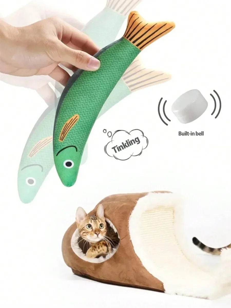 Interactive Plush Kicker Fish Toy With Crinkle Sound - Cat - (3 Color Options) - (While Supplies Last)
