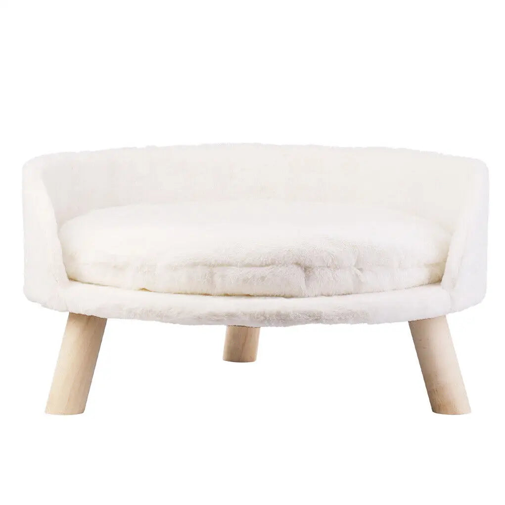 Luxury Plush Bed on Wood Legs - Dog Cat