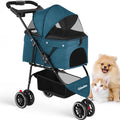 Portable Travel Pet Stroller - Dog Cat - (5 Color Options) - (M) - (Lightweight) - (Mesh Window Ventilation)