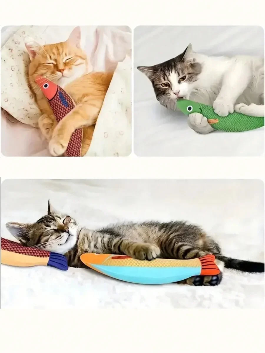 Interactive Plush Kicker Fish Toy With Crinkle Sound - Cat - (3 Color Options) - (While Supplies Last)