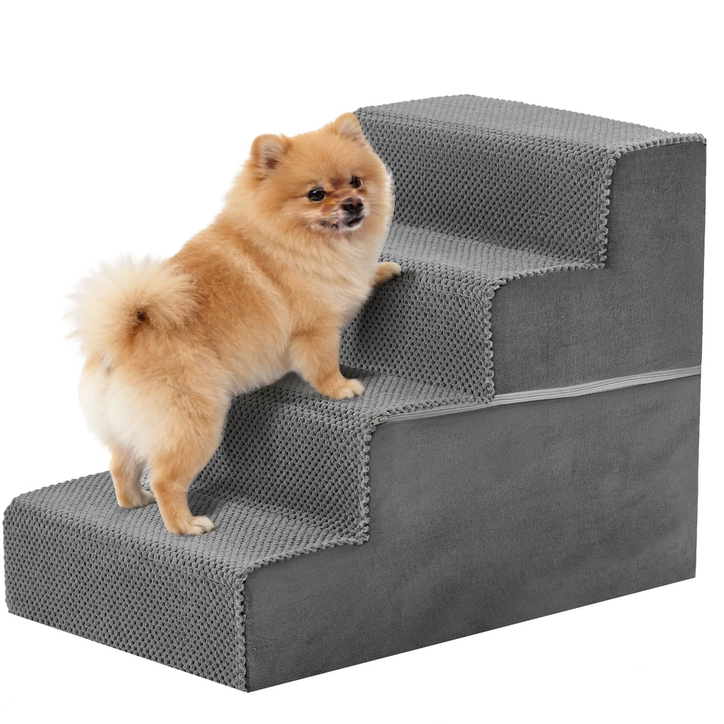 Pet Ladder - Dog  - (Non-Slip) - (In-Home) - (Customize to be 3,4, or 5 Step Options) - (Grey)