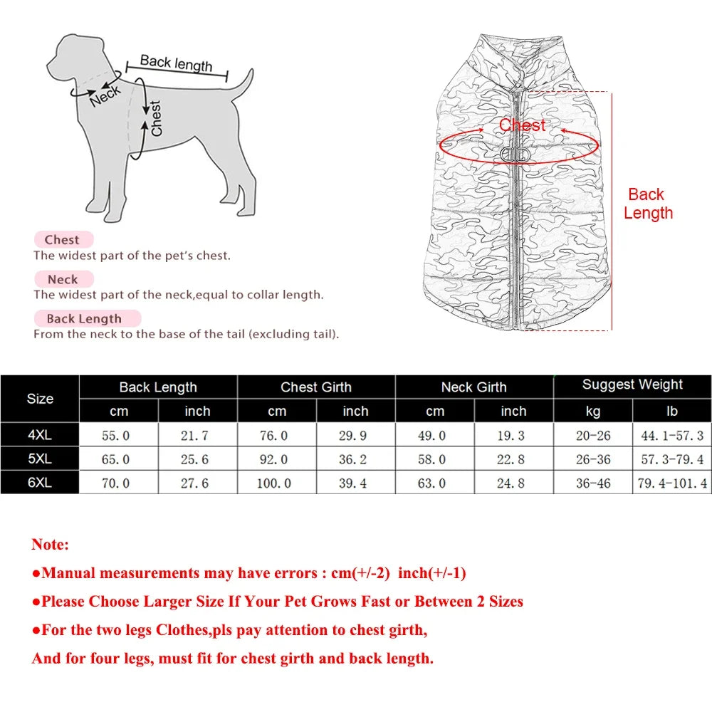 Camouflage Print Waterproof Vest - Dog Cat - (3 Color Options) - (4XL-6XL)
