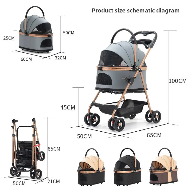 2-in-1 Stroller and Pet Car Carrier with Canopy - Dog Cat - (5 Color Options) - (M) - (While Supplies Last)